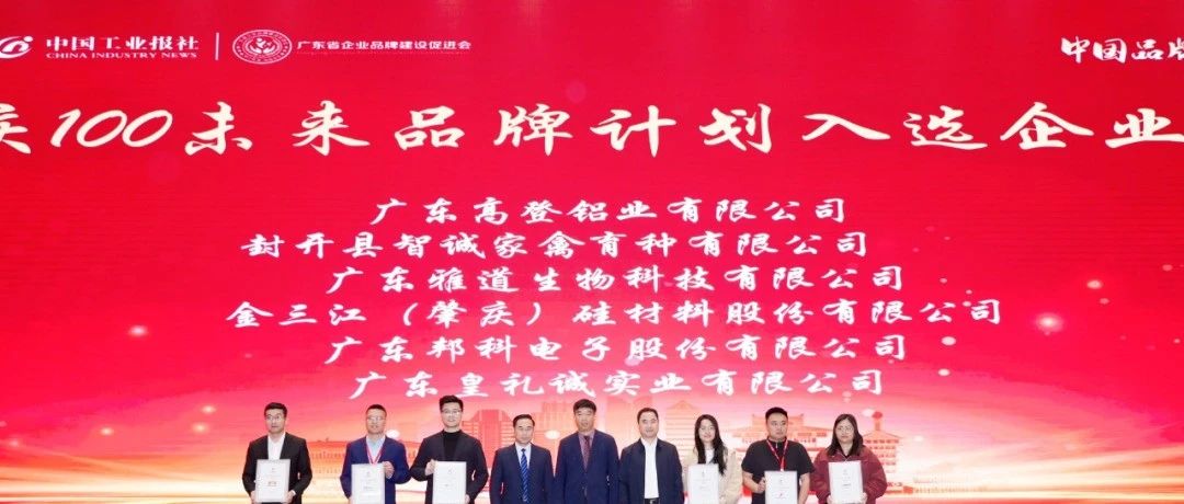 立民族志气 创世界名牌 | 乐虎国际lehu88铝业入选肇庆 100 未来品牌计划榜单，位列第 20 位